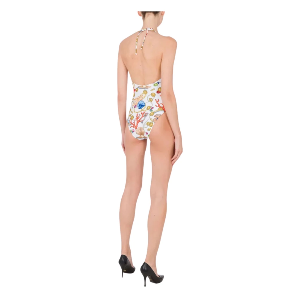 Moschino Wit zee kleding schelp print halternek badpak Multicolor Dames