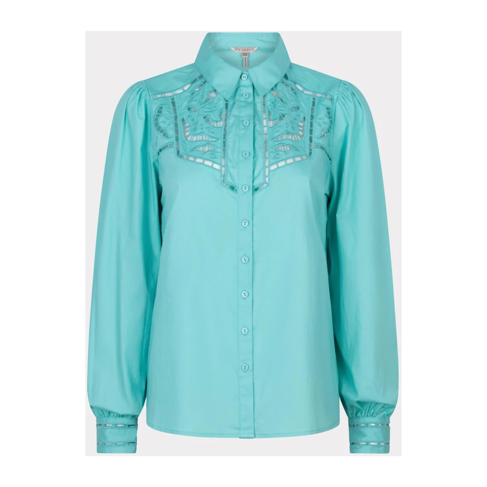 Esqualo blouse chest embroidery Sp24.14037 627 pool blue Heren