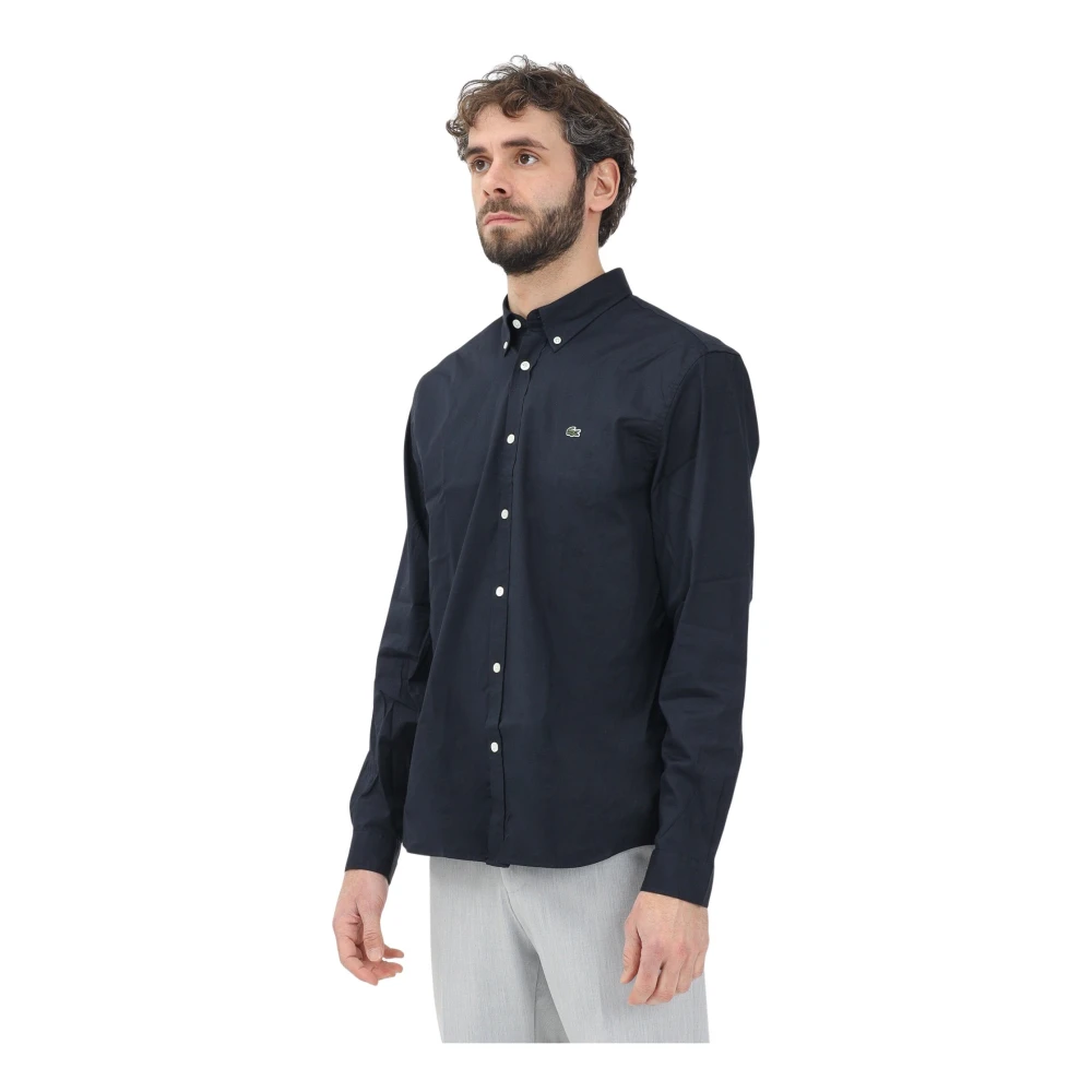 Lacoste Blauw Overhemd Lange Mouwen Elegante Stijl Blue Heren