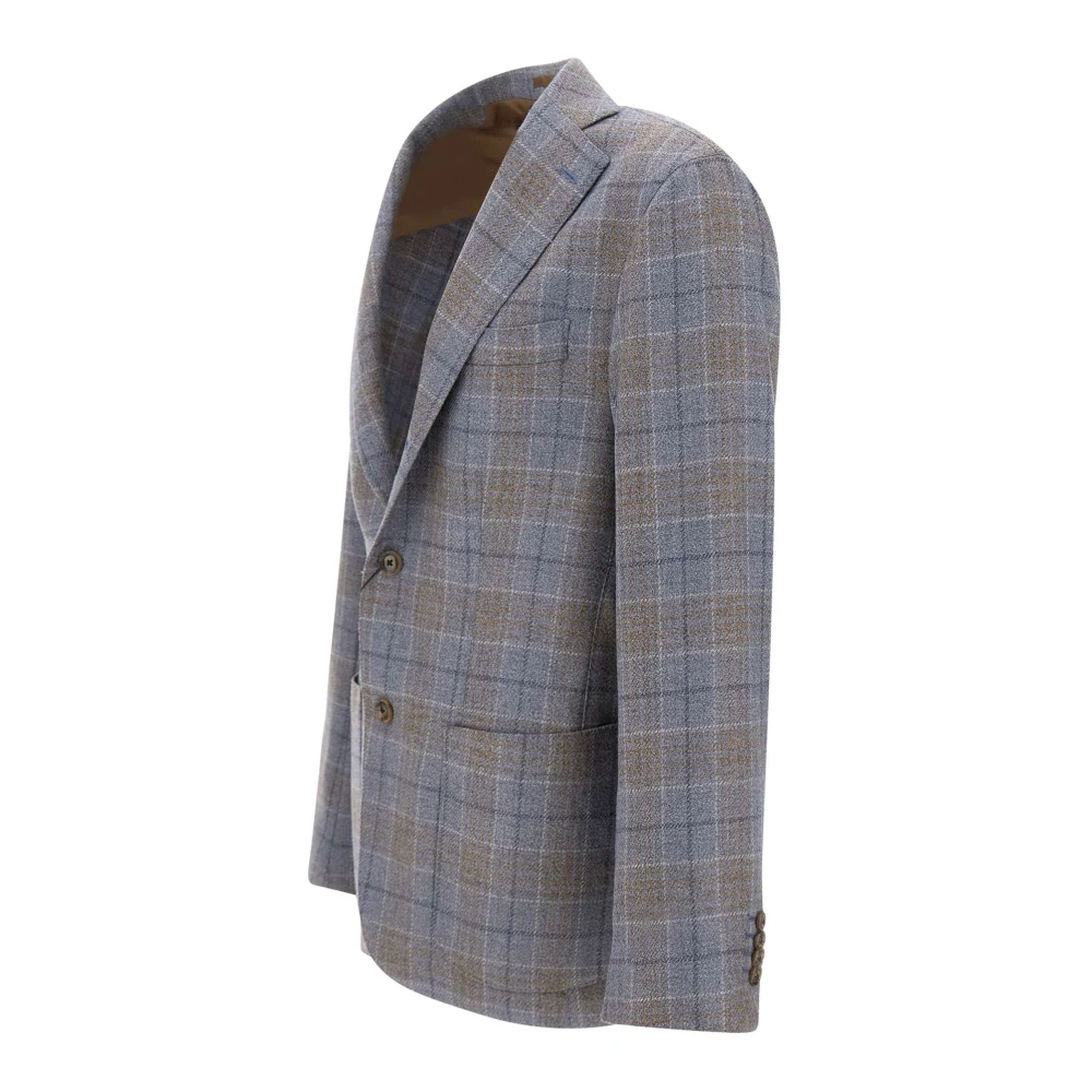 Barba Blauwe Wol Zijden Blazer Slim Fit Multicolor Heren