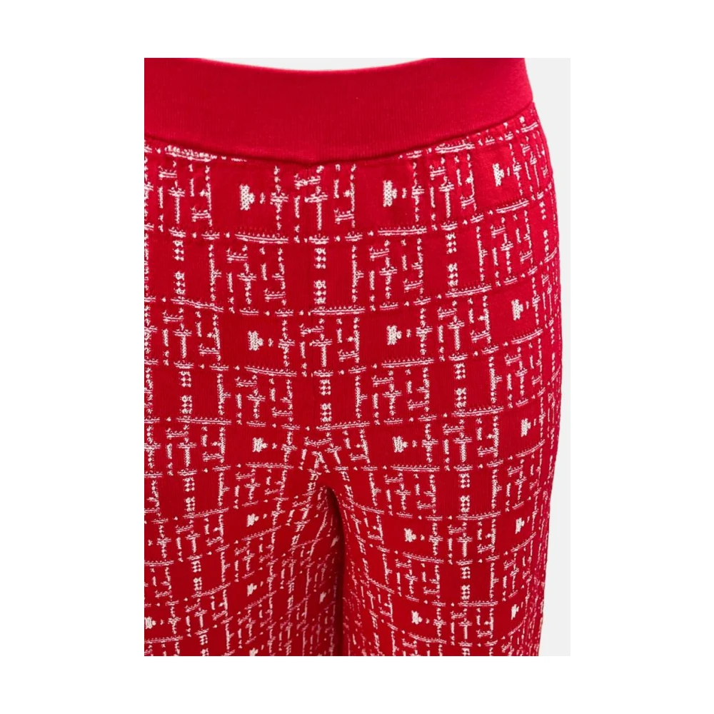 Carolina Herrera Rode Jacquard Initialen Straight Broek Red Dames