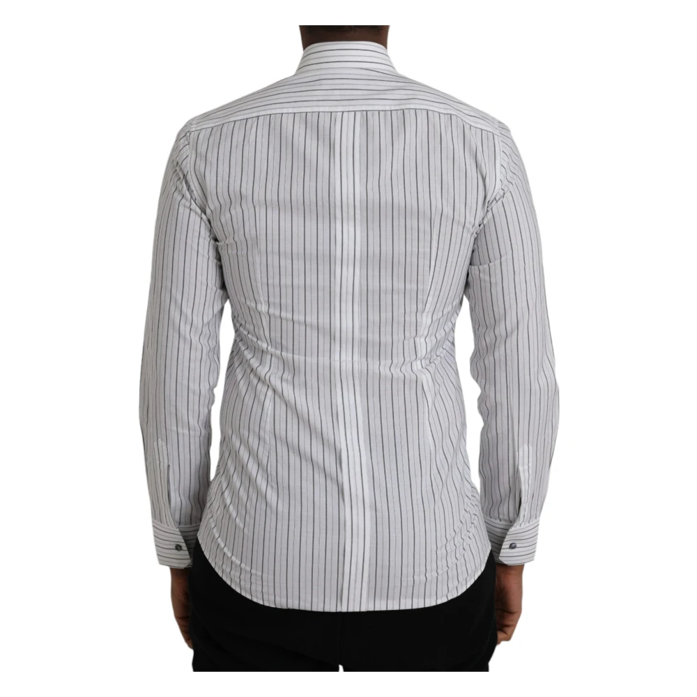 Dolce & Gabbana Gestreepte formele jurk gouden overhemd White Heren