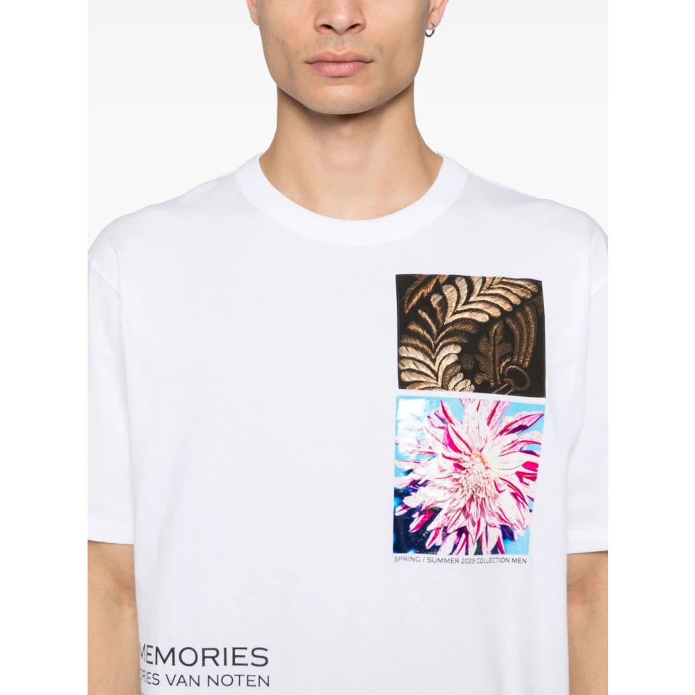 Dries Van Noten Grafische Print Wit Katoenen T-shirt White Heren