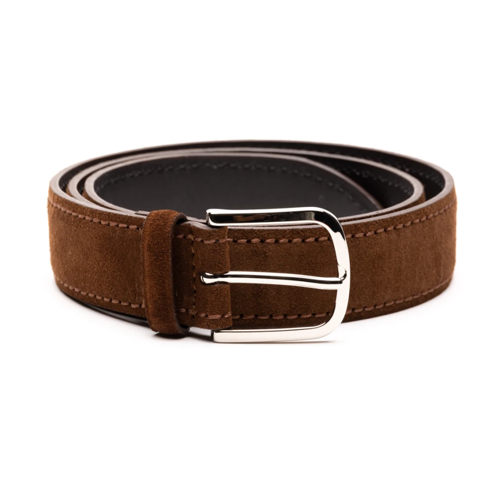 Orciani Bruin Leren Riem Amalfi Stijl Brown Heren