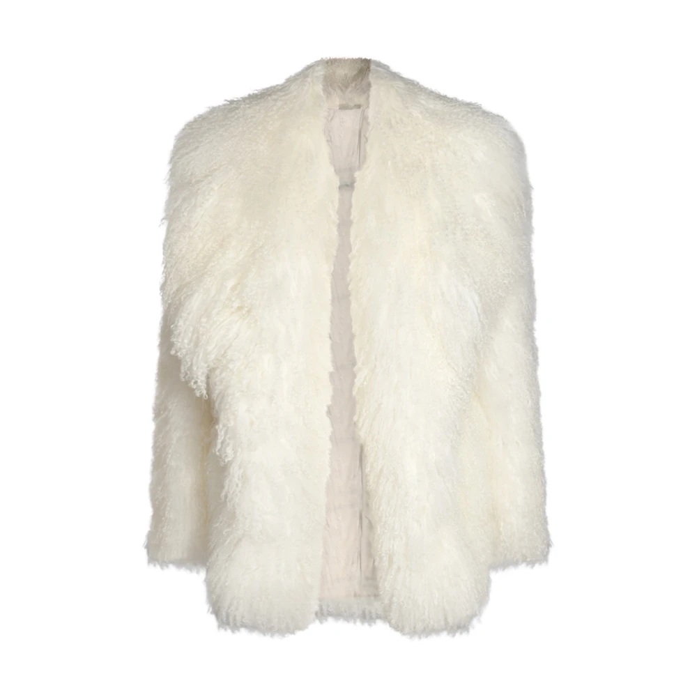 Salvatore Santoro Witte Leren Bontjas White Dames