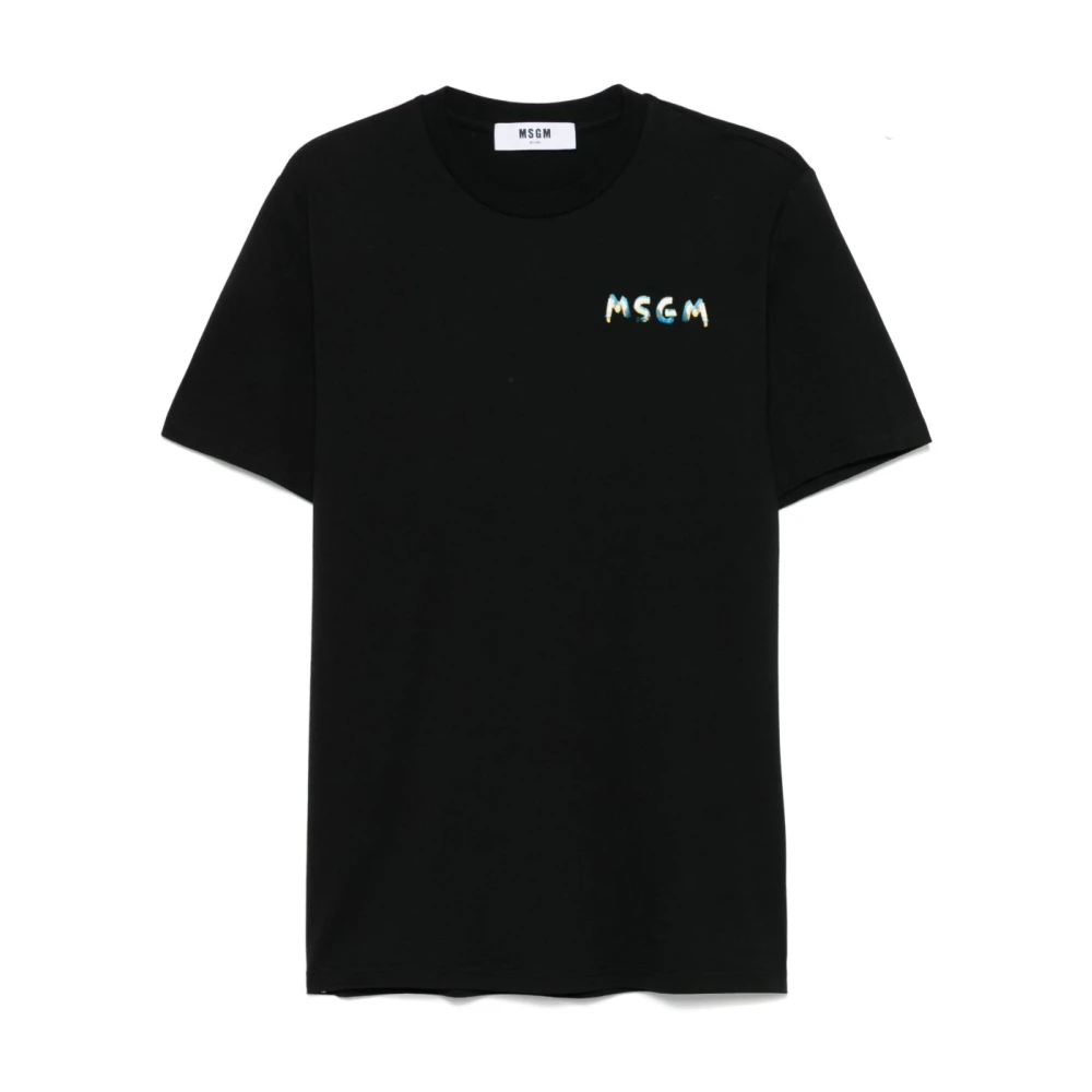 Msgm Zwart Crew Neck T-shirt Black Heren