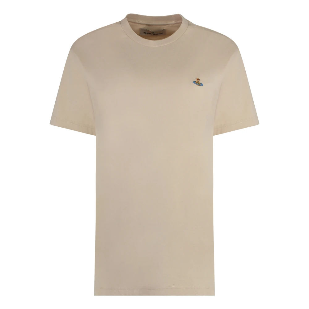 Vivienne Westwood Geborduurde Katoenen Crew-neck T-shirt Beige Dames