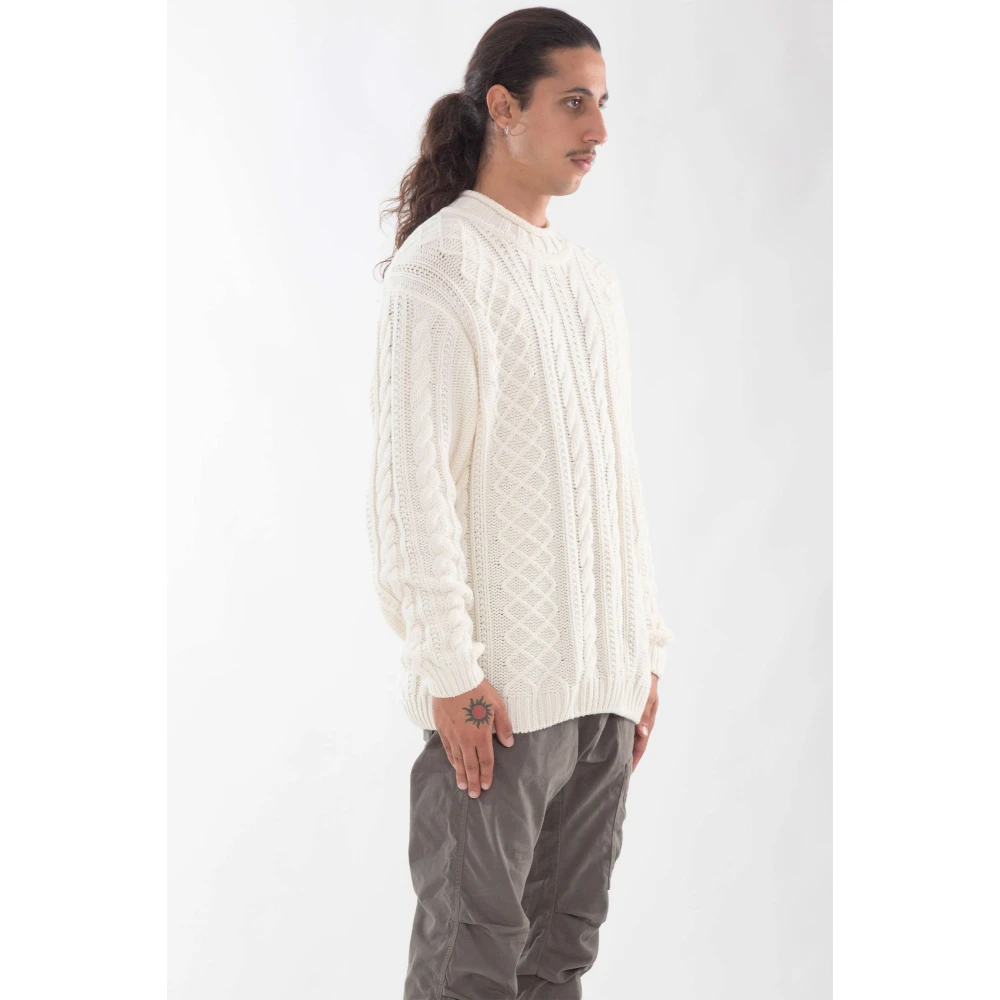 C.P. Company Intarsia Lamswol Gebreid White Heren