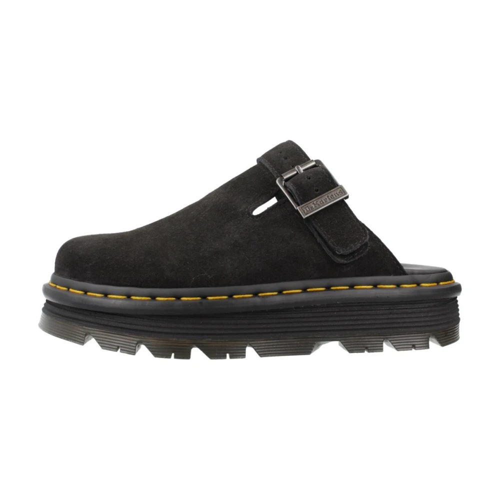 Dr. Martens Scamosciata Mules Platform Zebzag Camoscio Con Cinturino Nero Uomo Taglia 41 - Immagine 3