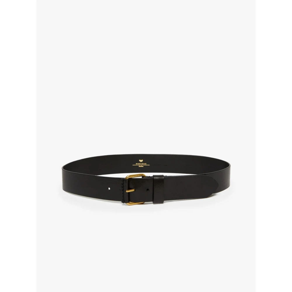 Max Mara Weekend Klassieke leren riem met gegraveerde gesp Black Dames