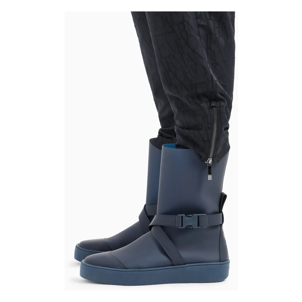 Emporio Armani Zwarte broek met logoprint en sluitingen Black Dames