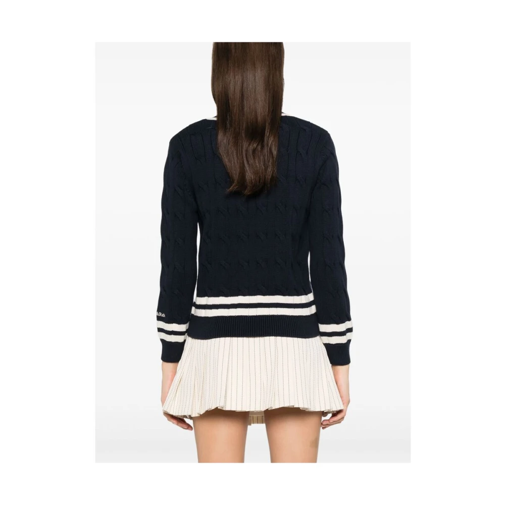 Sporty & Rich Navy Blue Kabeltrui Blue Dames