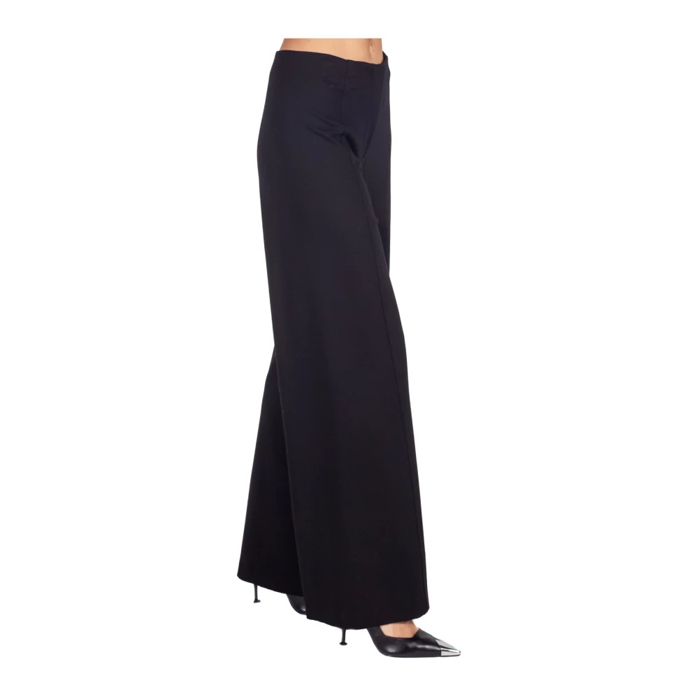 Liviana Conti Zwarte Wijde Stretchbroek met Middenzoom Black Dames