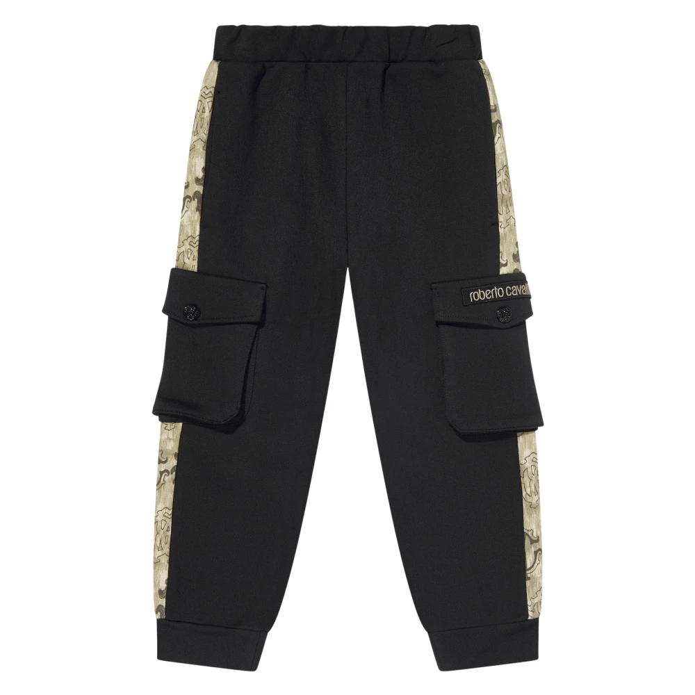 Roberto Cavalli Boys Black Sweatpants, 6 Y, Logo Joggers