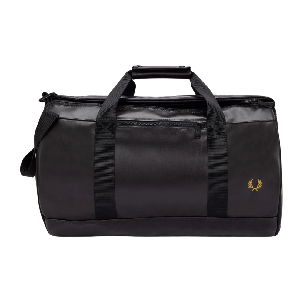 Fred Perry Barrel Bag Ryggsäck Laurel Broderi Svart Black, Herr