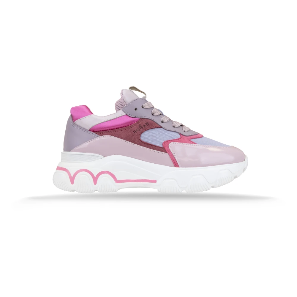 Hogan Leren en Suède Veterschoenen Dames Schoenen Roze
