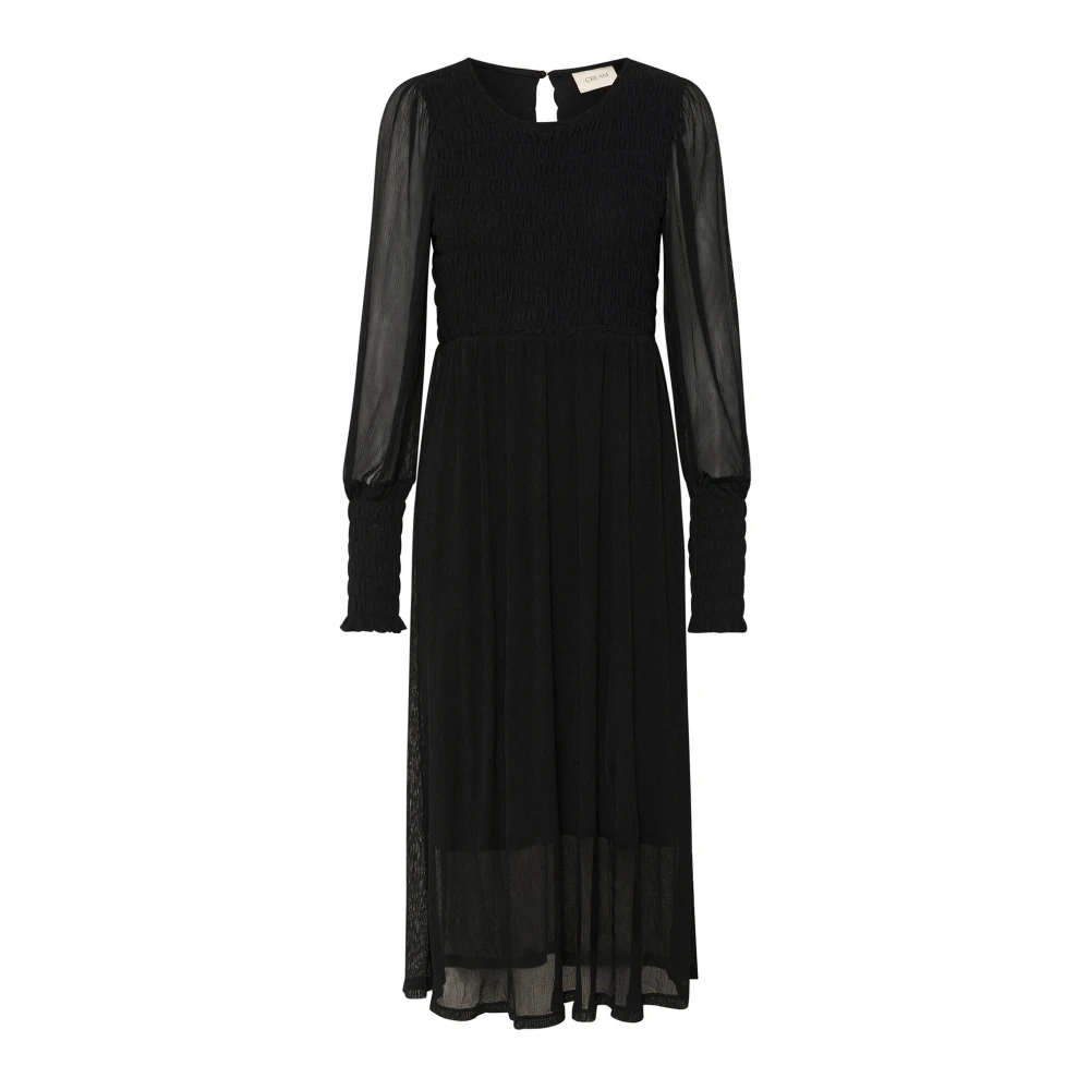 Cream Elegante Zwarte Jurk met Lange Mouwen Black Dames