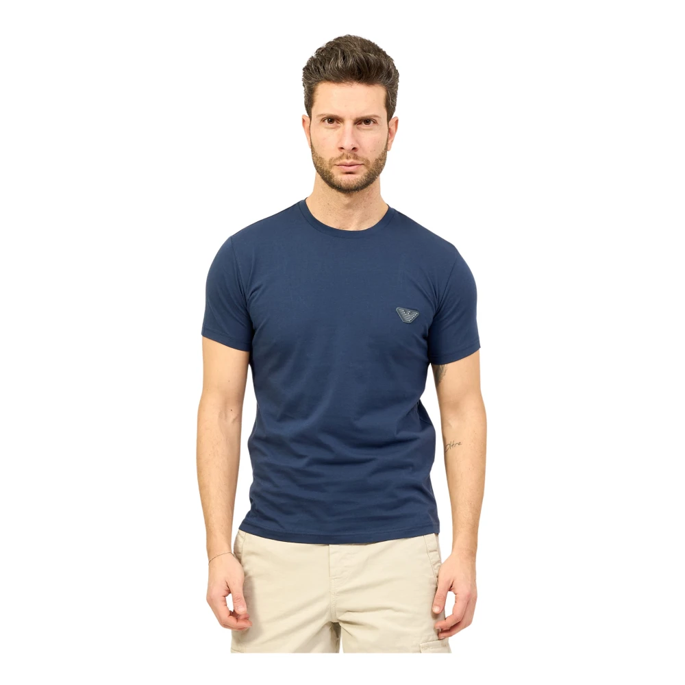 Emporio Armani EA7 Blauw Logo T-shirt Regular Fit Blue Heren