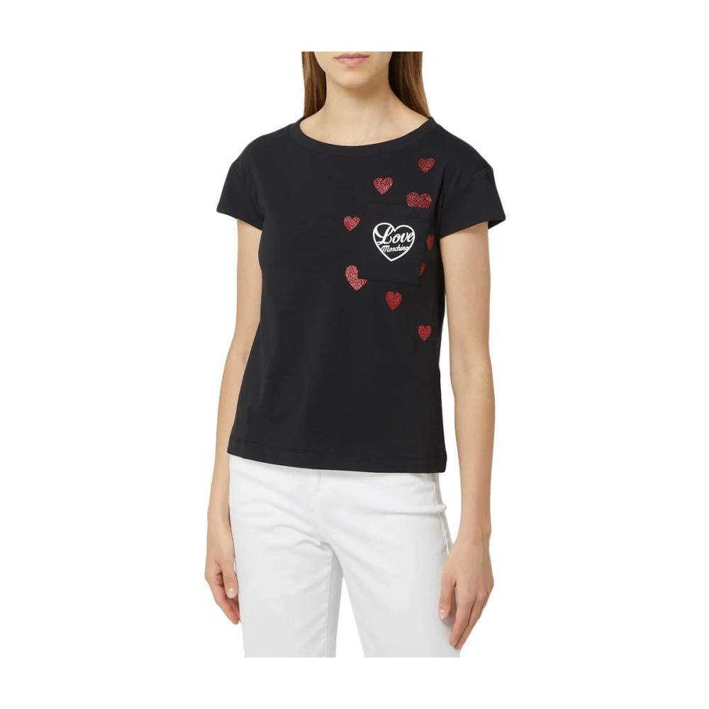 Moschino Logo Korte Mouw Katoenen T-shirt Black Dames