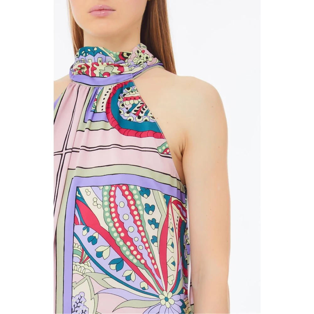 Liu Jo Multicolor Mouwloze Jurk met Gerimpelde Zoom Multicolor Dames