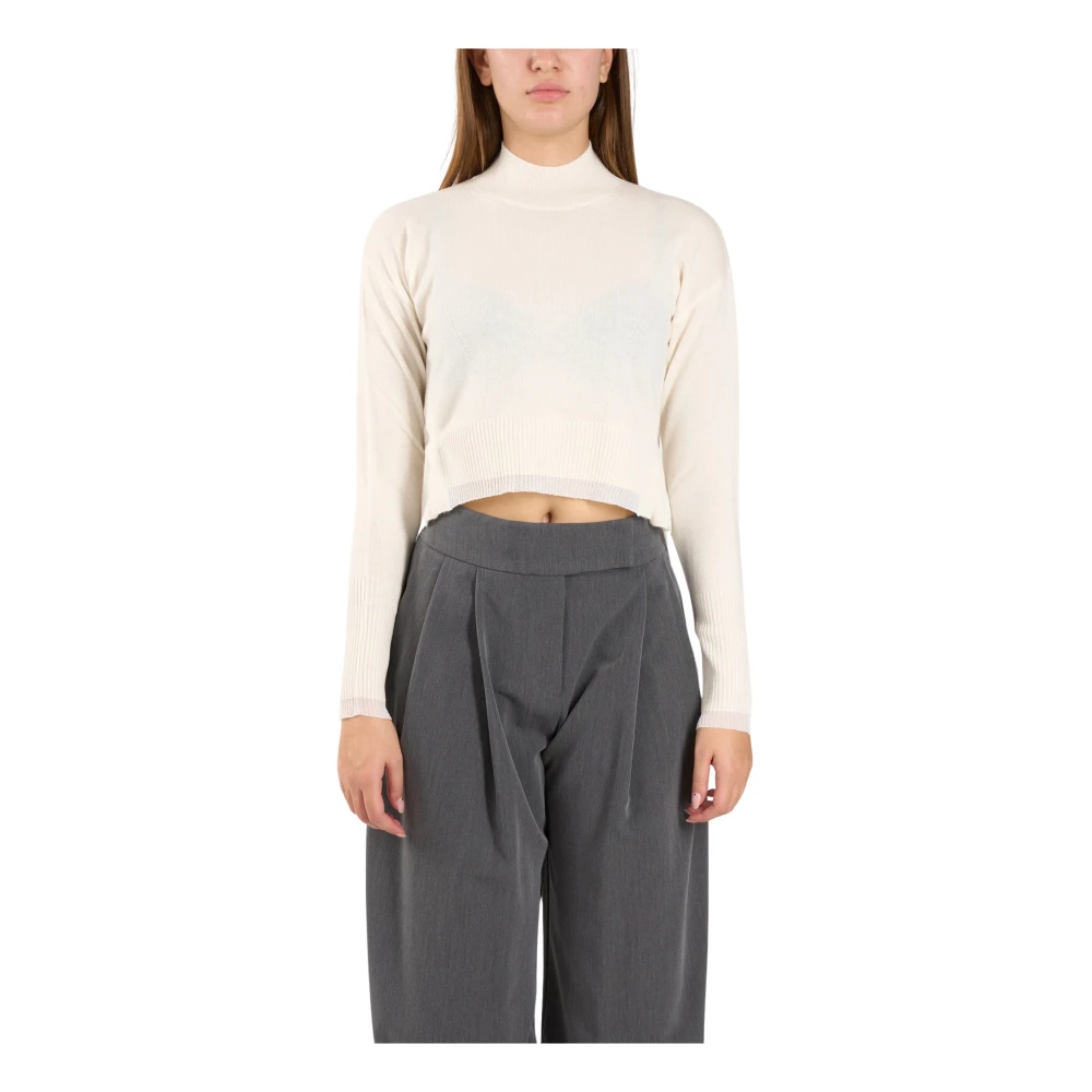 pinko Kasjmiermix gebreide top met metallic detail White Dames