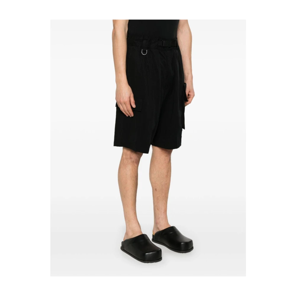 Y-3 Zwarte Twill Elastische Taille Shorts Black Heren