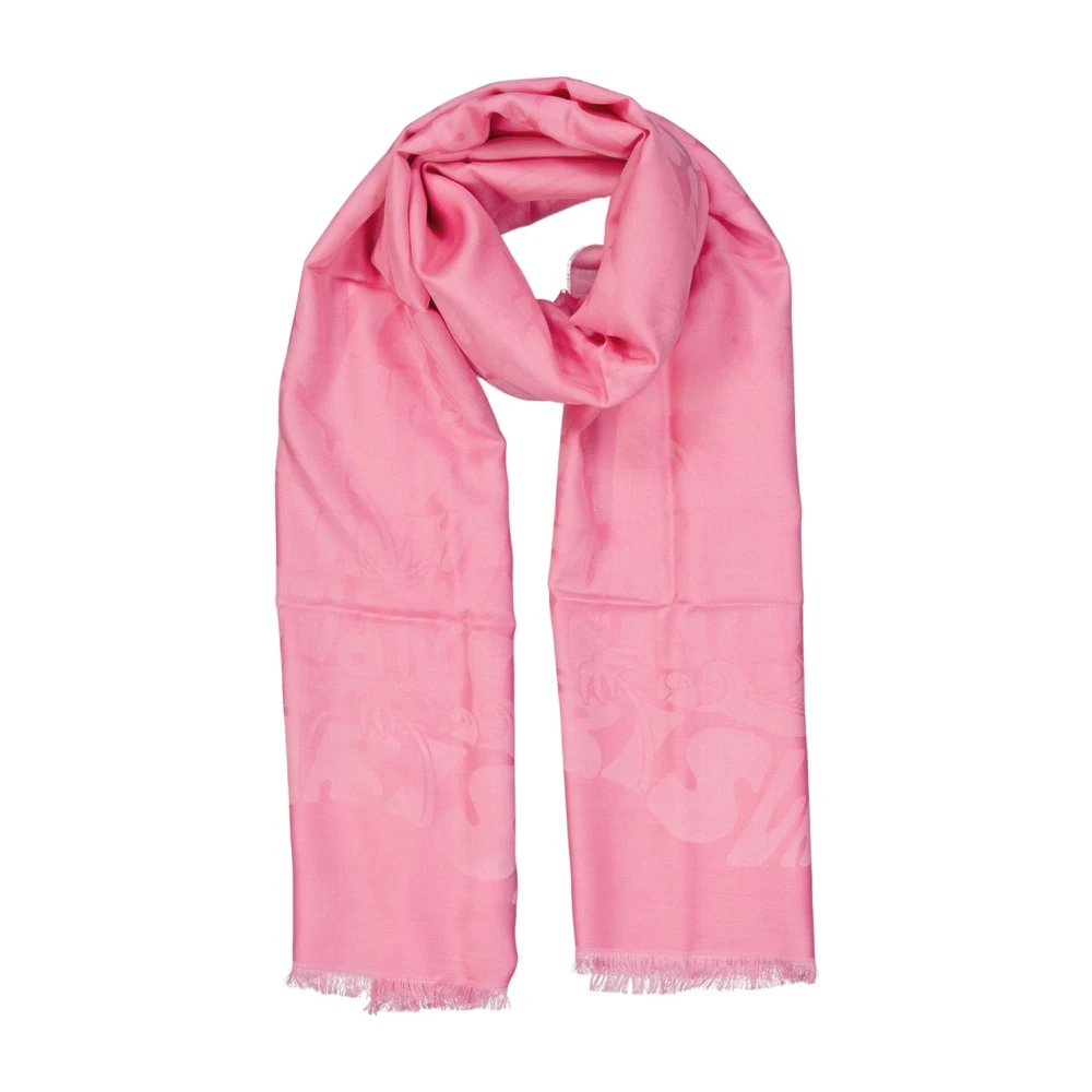 Lanvin Roze Zijde Wol Sjaal Franje Afwerking Pink Dames
