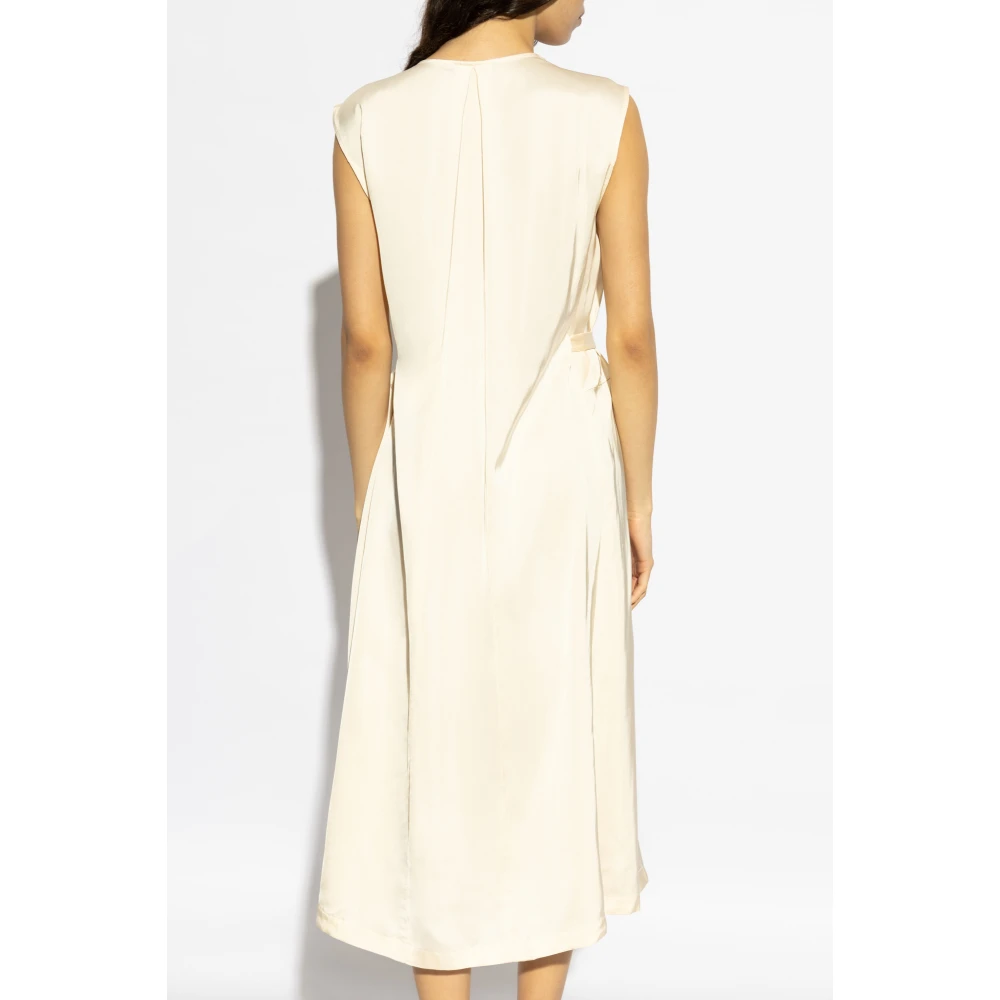 Fabiana Filippi Satijnen jurk met taille riem Beige Dames