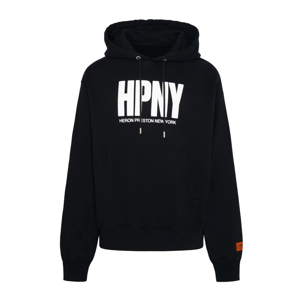 Heron Preston Zwarte katoenen hoodie met logo patch Black Heren