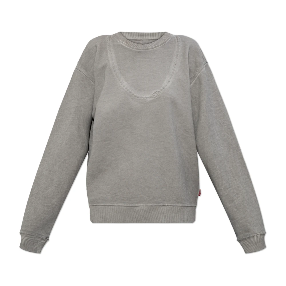 Diesel Kvinno Grå Sweatshirts & Hoodies Dam, 2XS, Bomull, F-Normy-S2 Sweatshirt