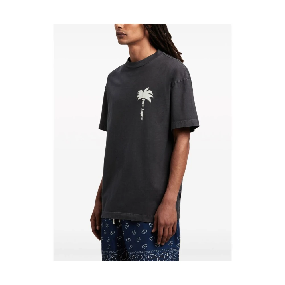 Palm Angels Donkergrijze T-shirt met Palmboomprint Gray Heren