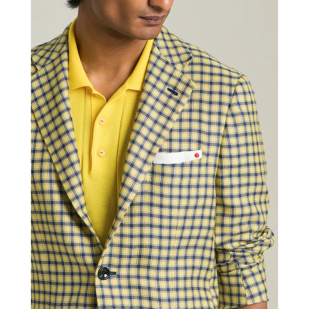 Kiton Luxe Micro Check Blazer Multicolor Heren