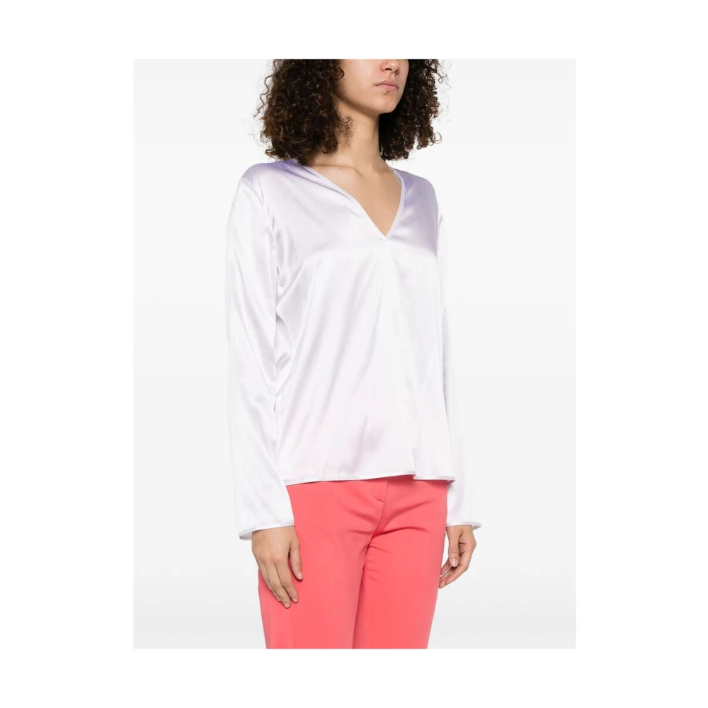 pinko Witte V-hals Sweater Lange Mouwen White Dames