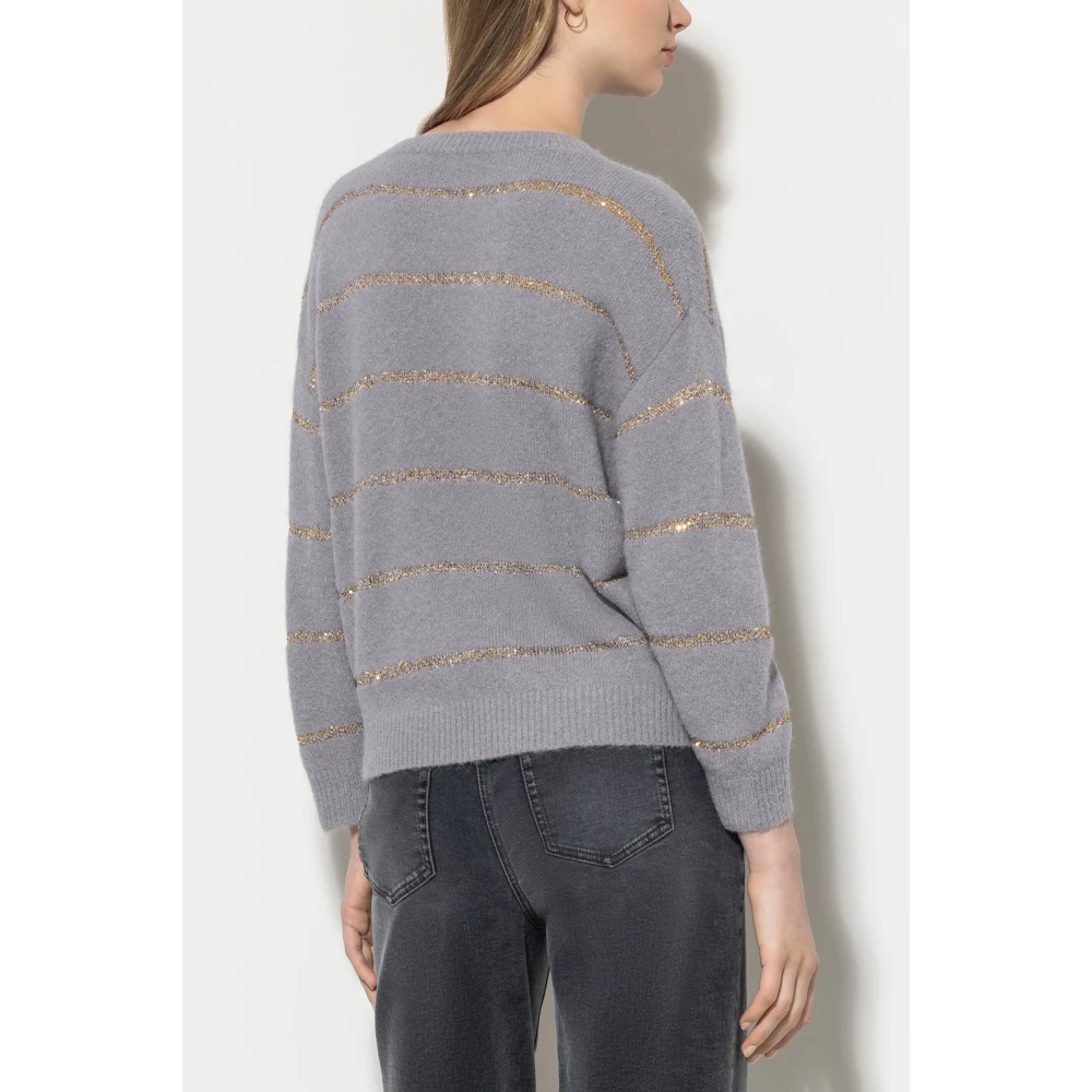 LUISA CERANO Gouden Gestreepte Trui Gray Dames