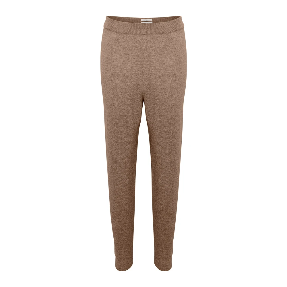 Part Two Brown Slim-Fit Trousers, Female, Xs, Mink Melange Stylish Pa
