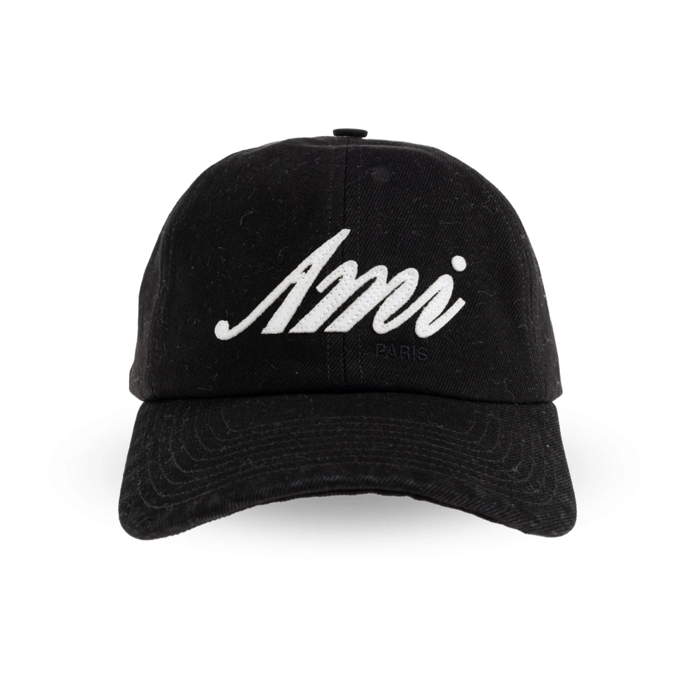 Ami Paris Unisex Black Hats & Caps, One Size, Felt Patch Cap