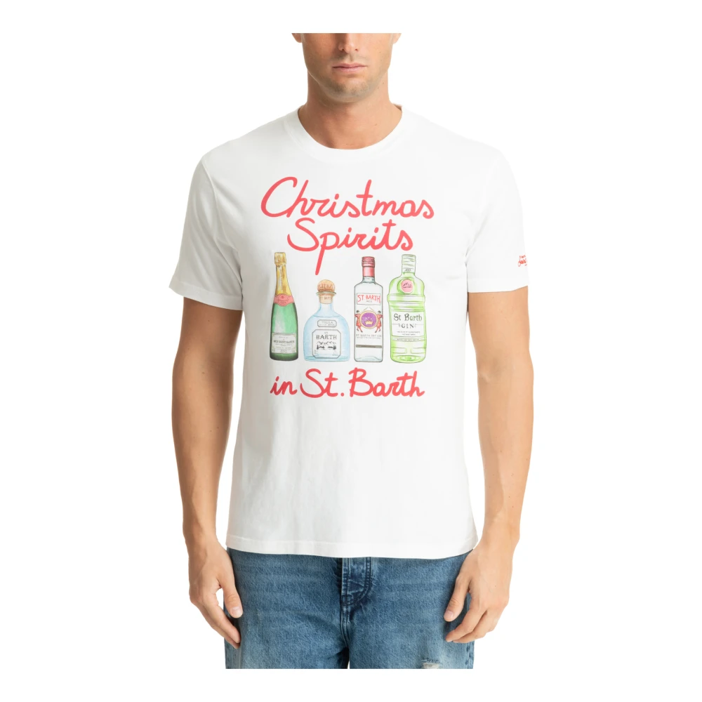 MC2 Saint Barth Kerstmotief T-shirt met Logo White Heren