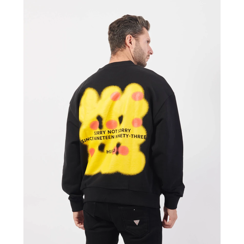 Hugo Boss Zwarte Crewneck Sweater Nieuwe Seizoensprint Black Heren