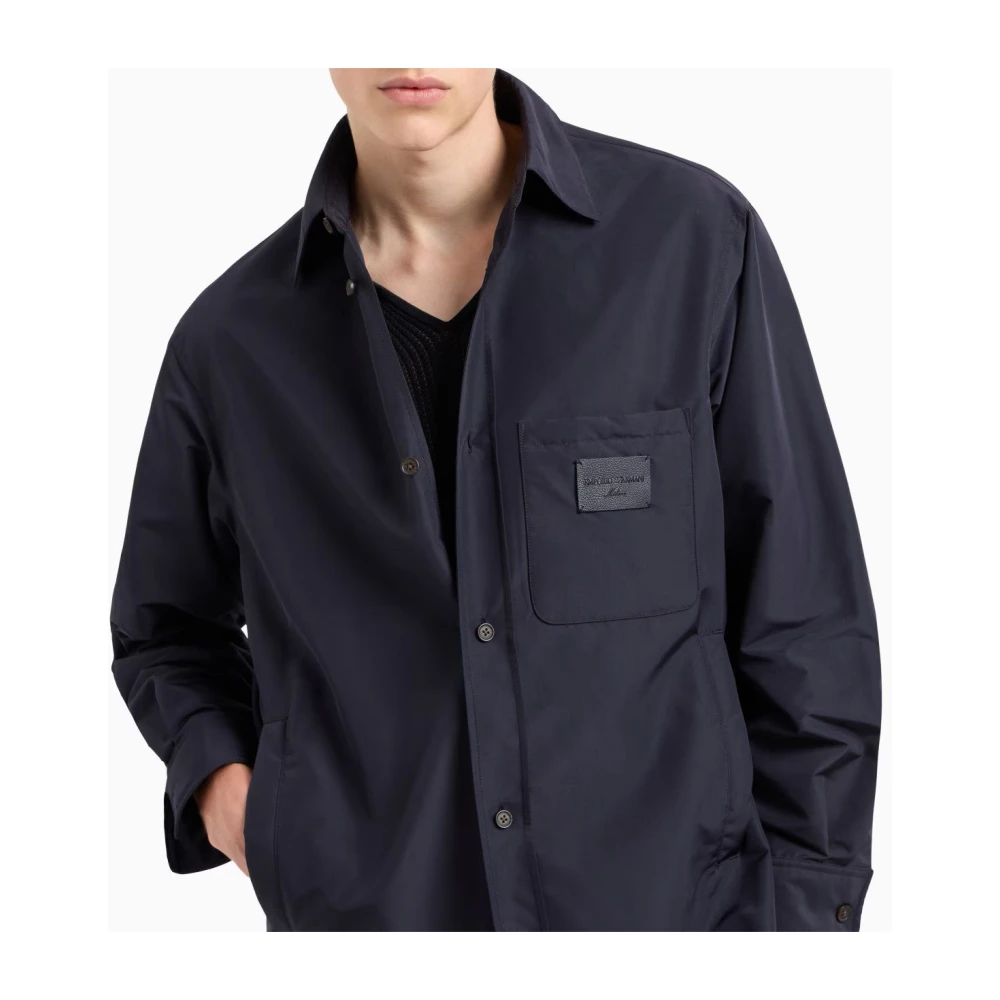 Emporio Armani Blauwe Marineblazer Stijlvol Shirt Blue Heren