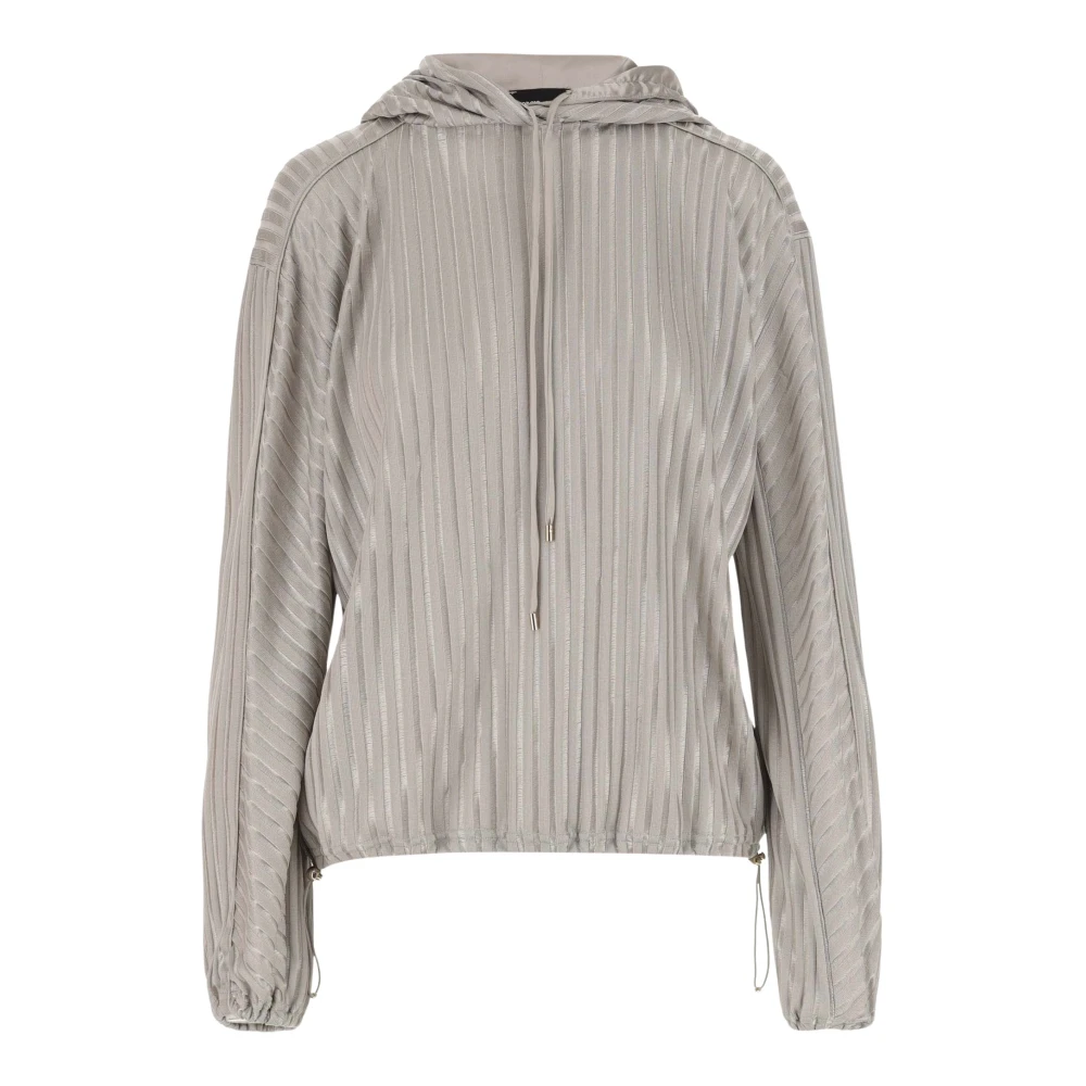 Giorgio Armani Beige Hoodie met Jacquard Ribgebreid Beige Dames