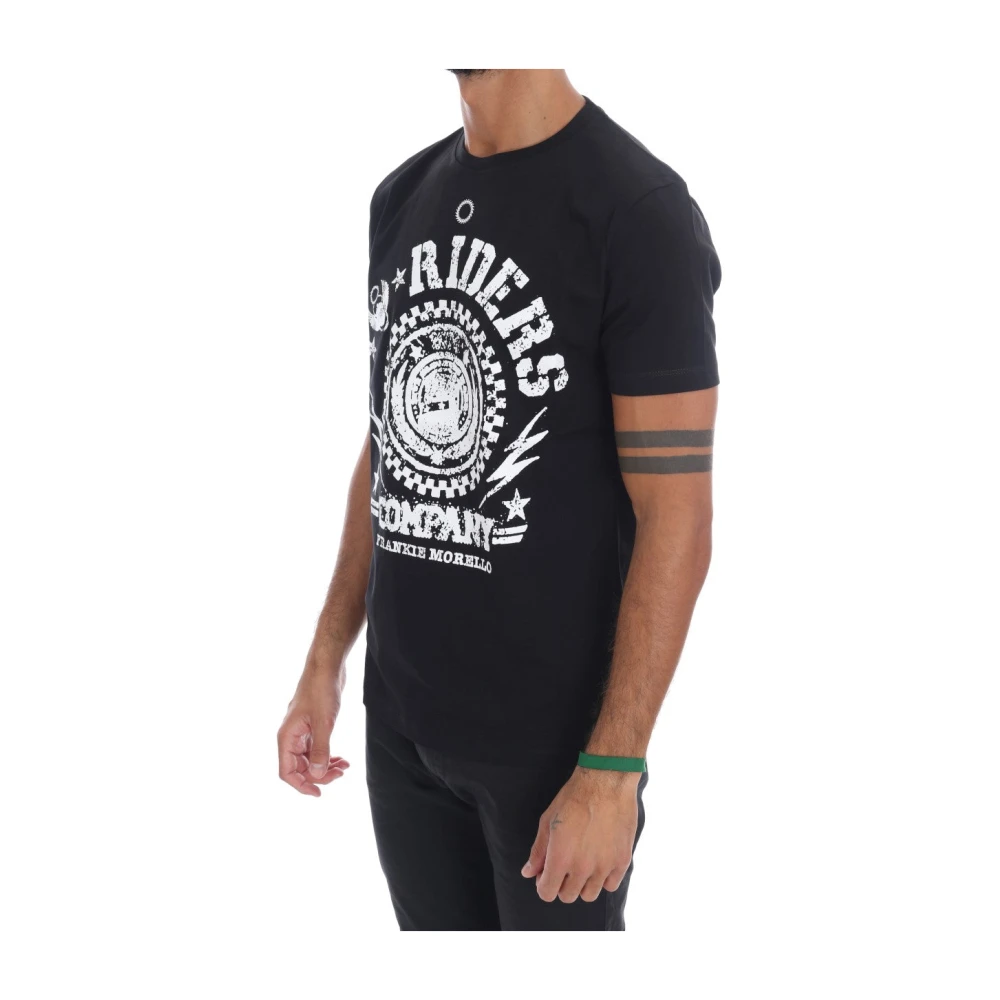 Frankie Morello Chique zwart T-shirt met 'RIDERS'-motief Black Heren