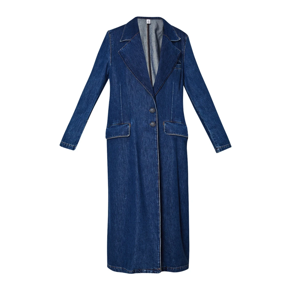 Liu Jo Lange Denim Jas met Knoopsluiting Blue Dames