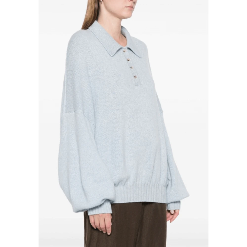 Khaite Blauwe Cashmere Polo Sweater Blue Dames