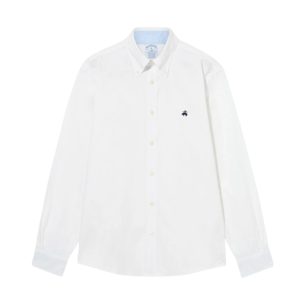 Brooks Brothers Men's White Formal Shirts, M, Regular Fit Oxford Non-Iron Button Down Shirt