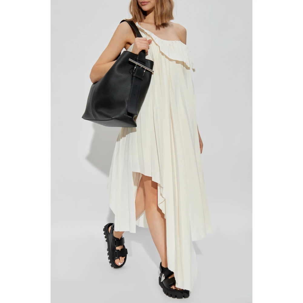alexander mcqueen Geplooide off-shoulder jurk Beige Dames