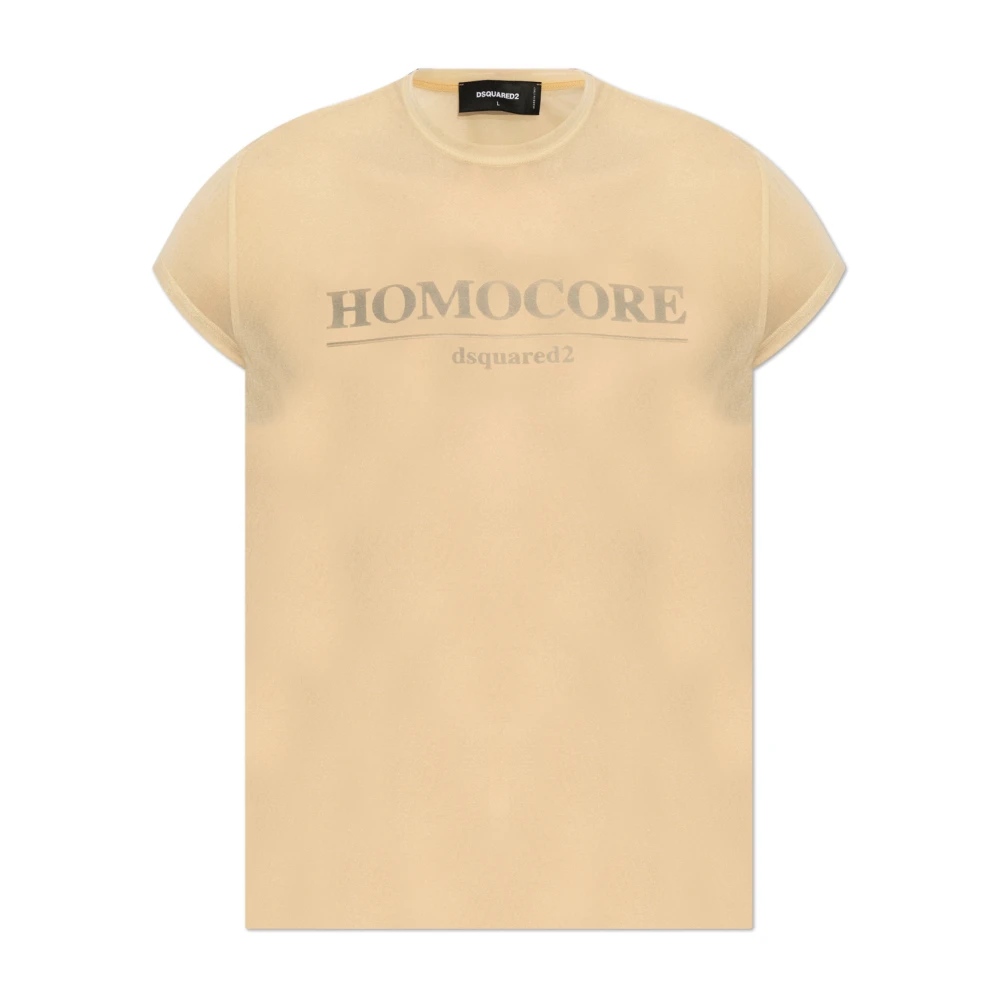 Dsquared2 T-shirt met logo Beige Heren