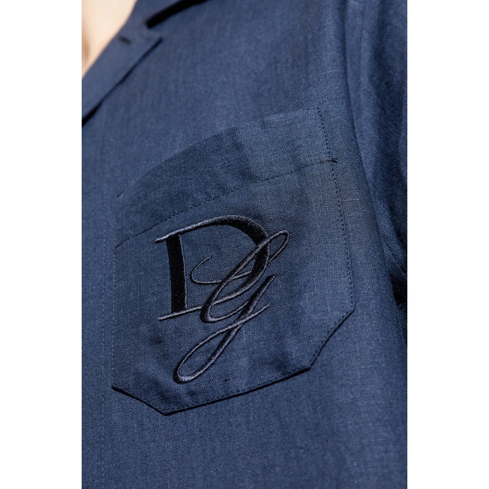 Dolce & Gabbana Linnen overhemd Blue Heren