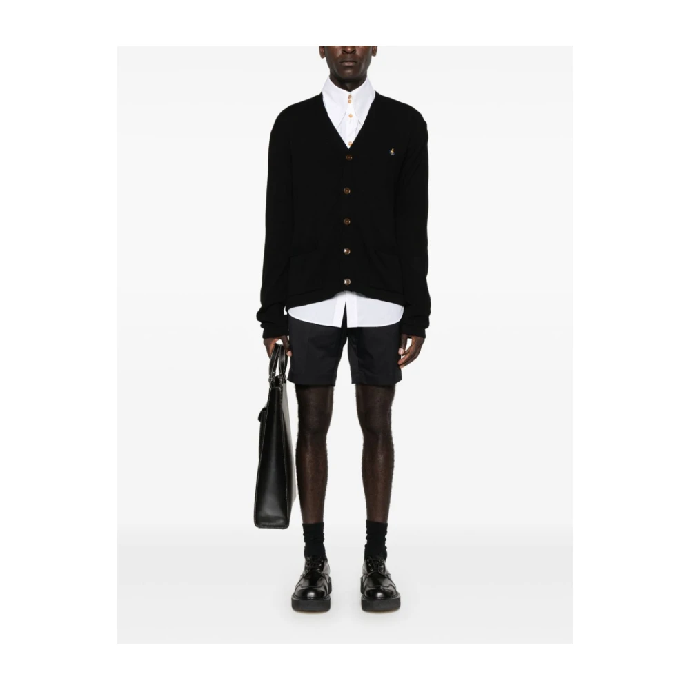 Vivienne Westwood Zwarte V-hals trui met Orb-logo Black Heren