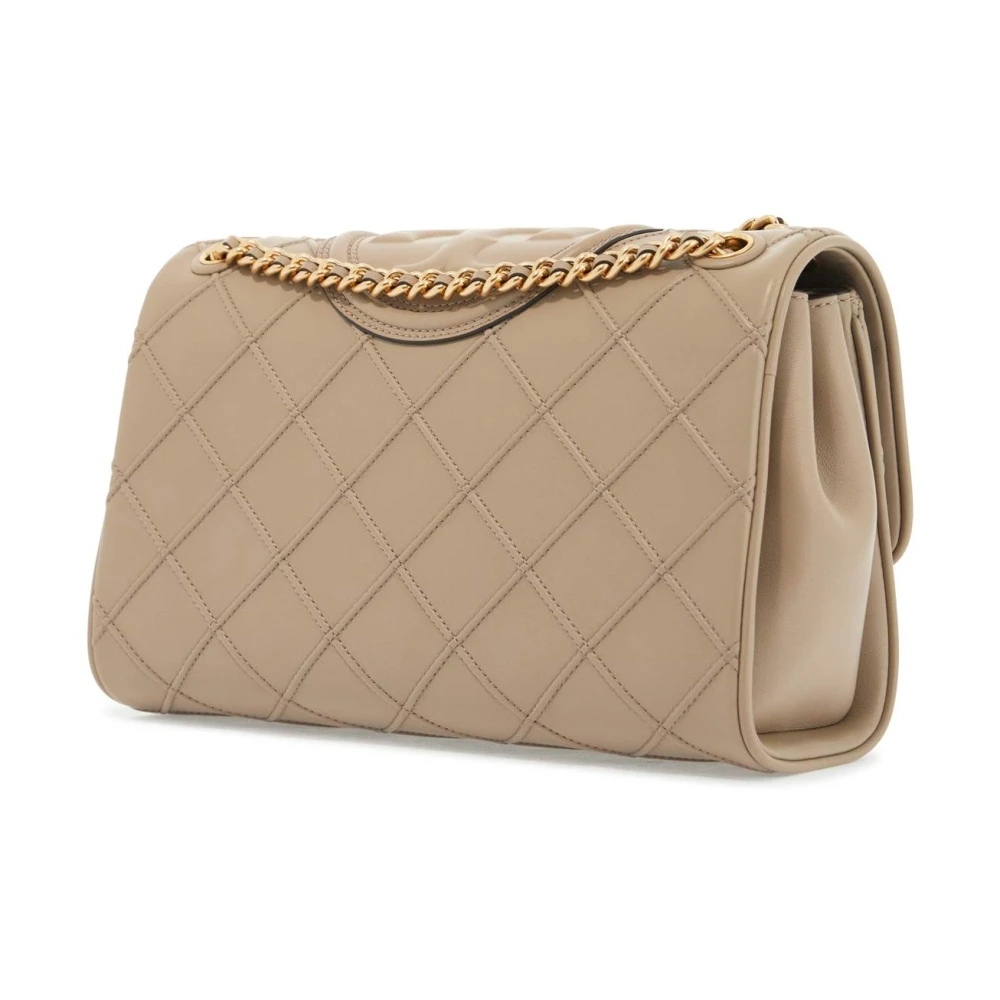 TORY BURCH Zacht schoudertas met diamantstiksels Beige Dames