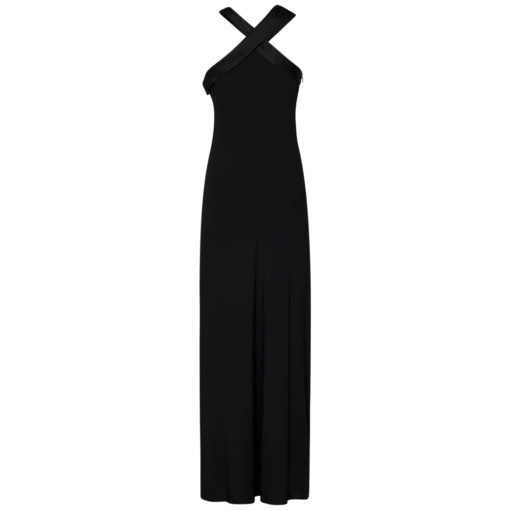 Max Mara Zwarte Gekruiste Halslijn Jurk Aw24 Black Dames